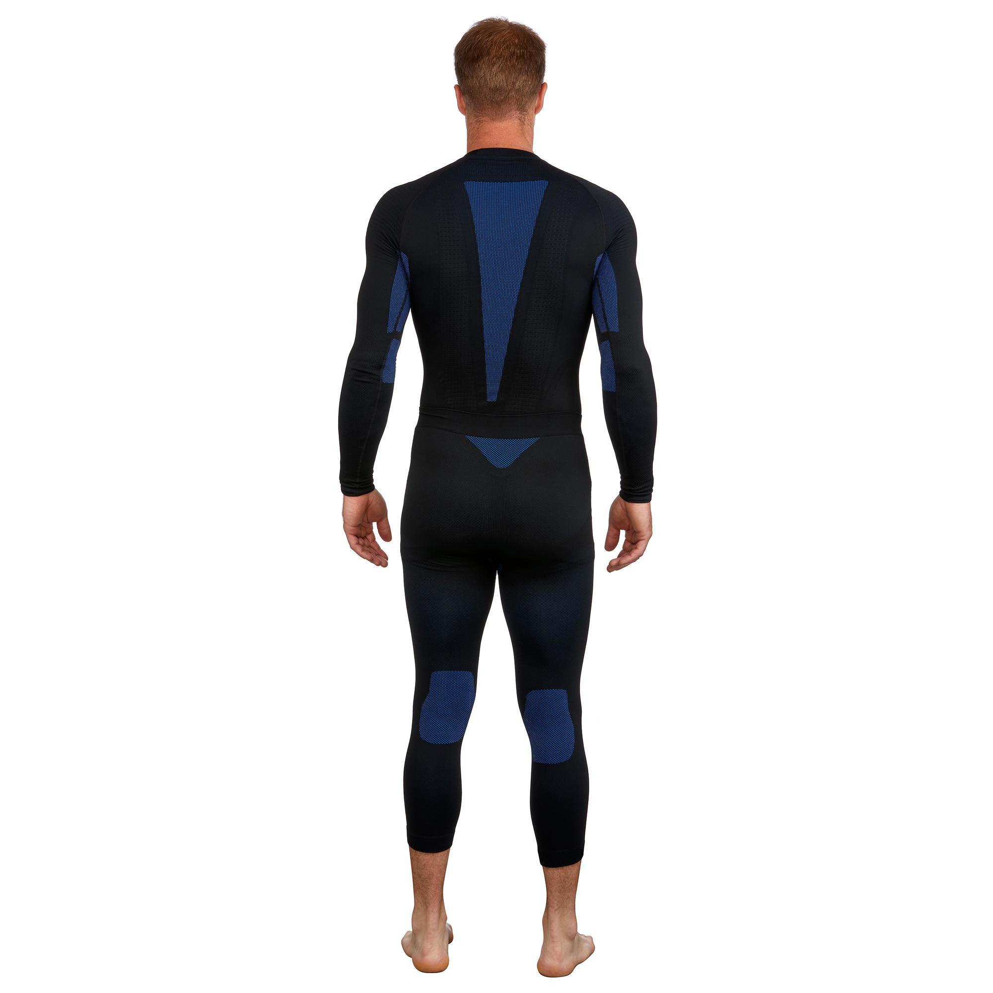 Men's seamless thermal ski underwear, BL 500 Soft stocking, black and blue