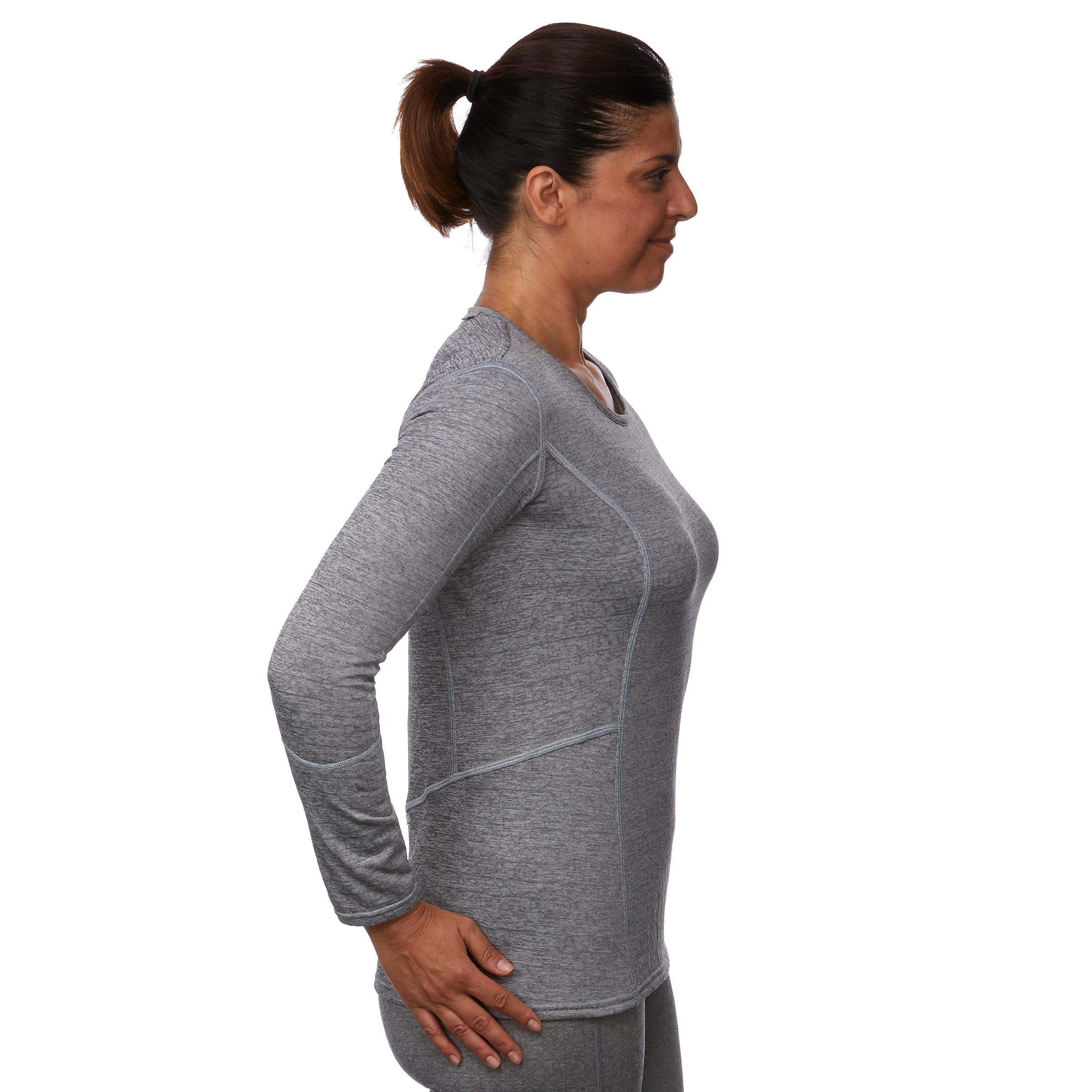 Women's base layer ski top 500 - Grey