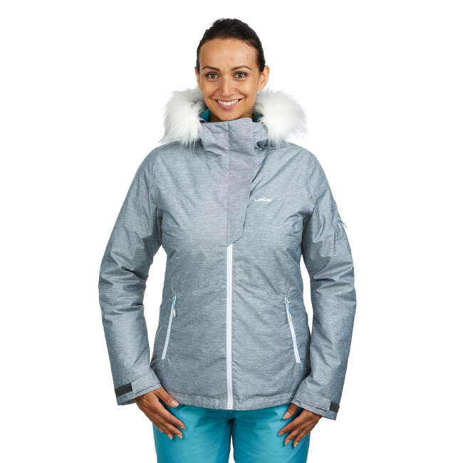 WEDZE WOMEN'S DOWNHILL SKI JACKET 180 GREY Decathlon