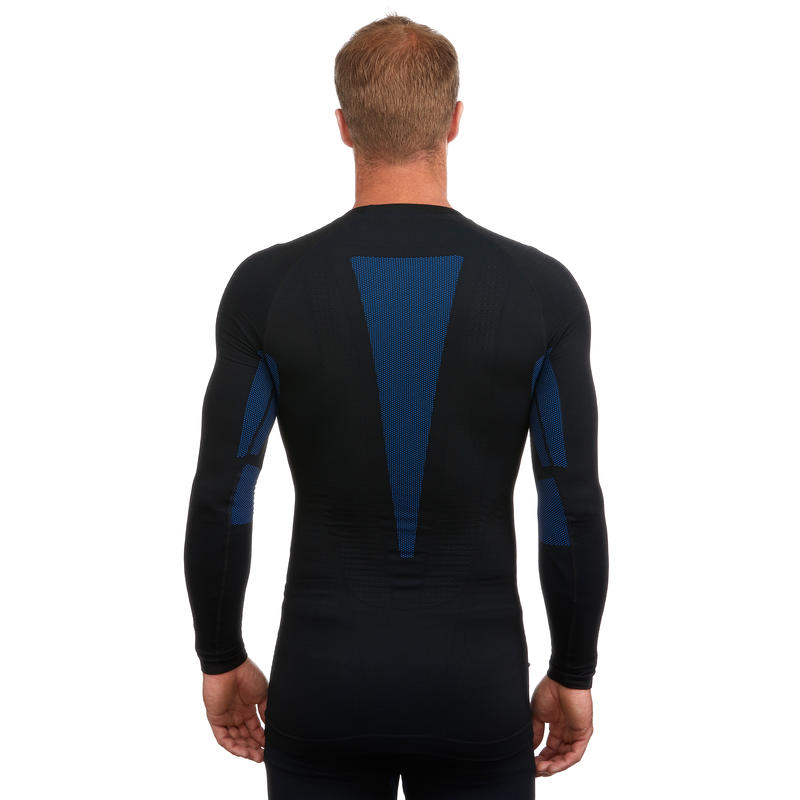 Camiseta térmica hombre esquí seamless BL 580 ISoft negro/azul