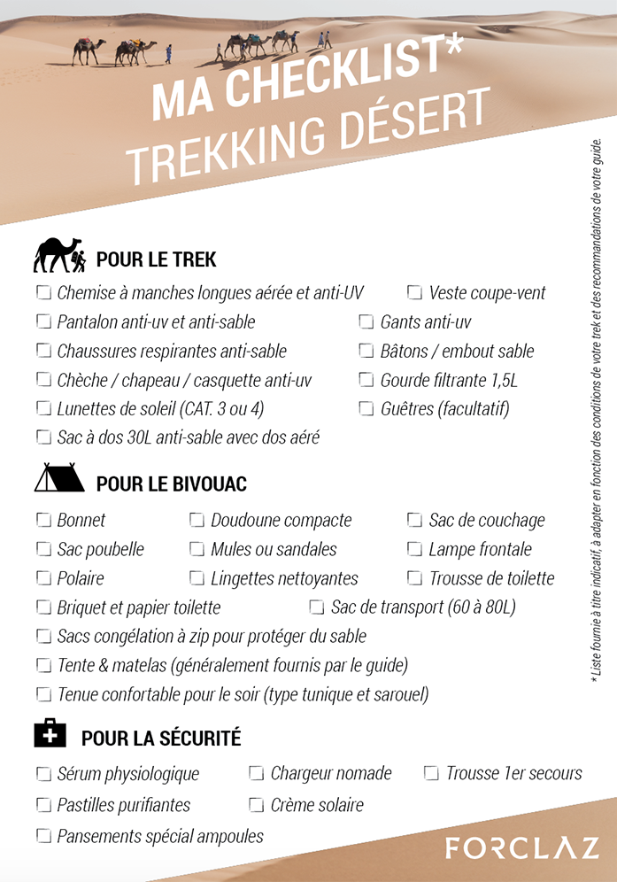 lista verificação trekking no deserto saara