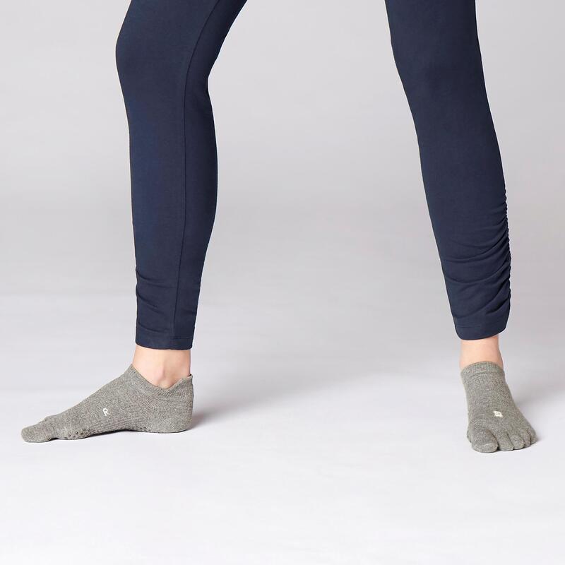 Calcetines Yoga Gris Jaspeado 5 Dedos Antideslizantes