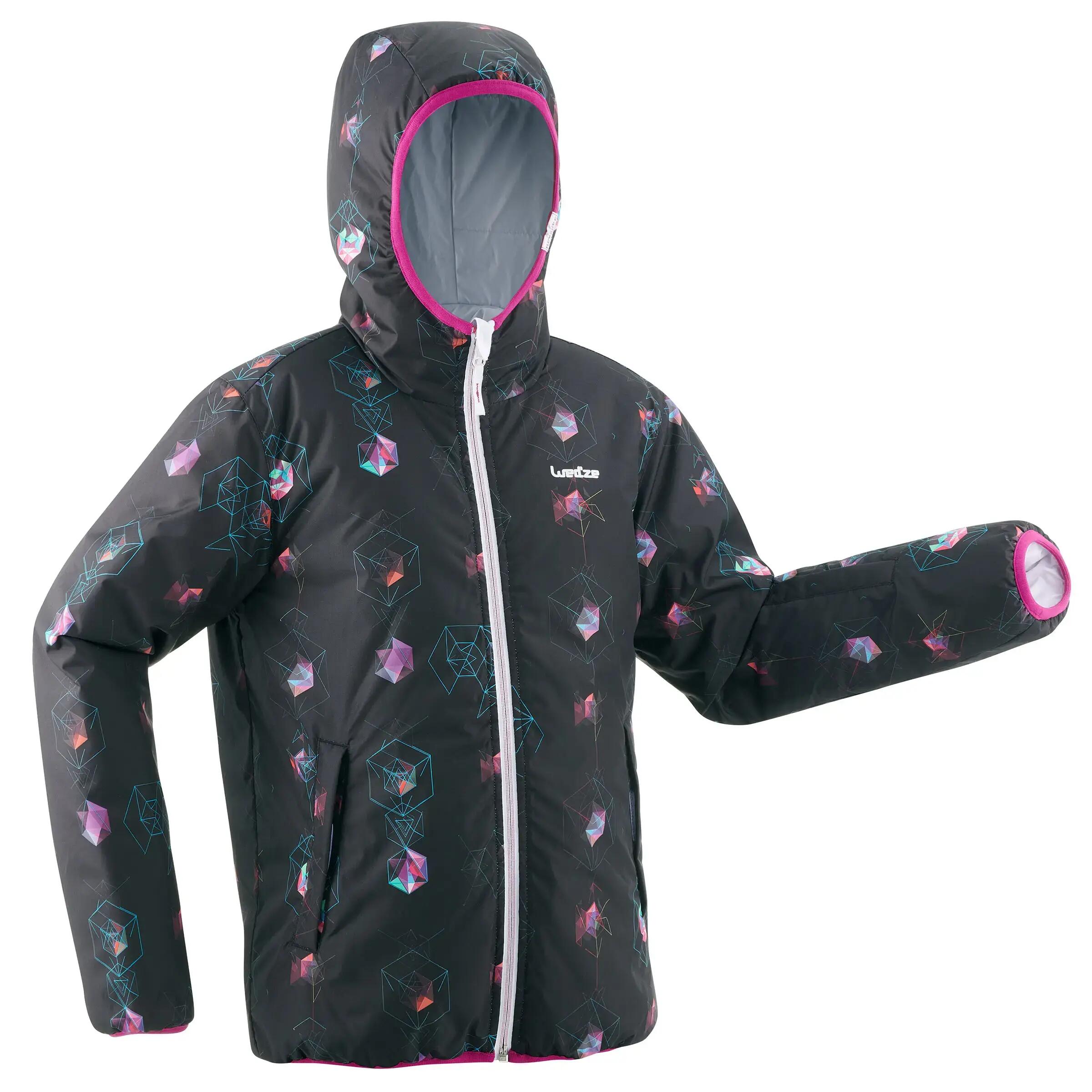 Kids' Ski Warm Reverse Jacket 100 - Grey and White 1/22