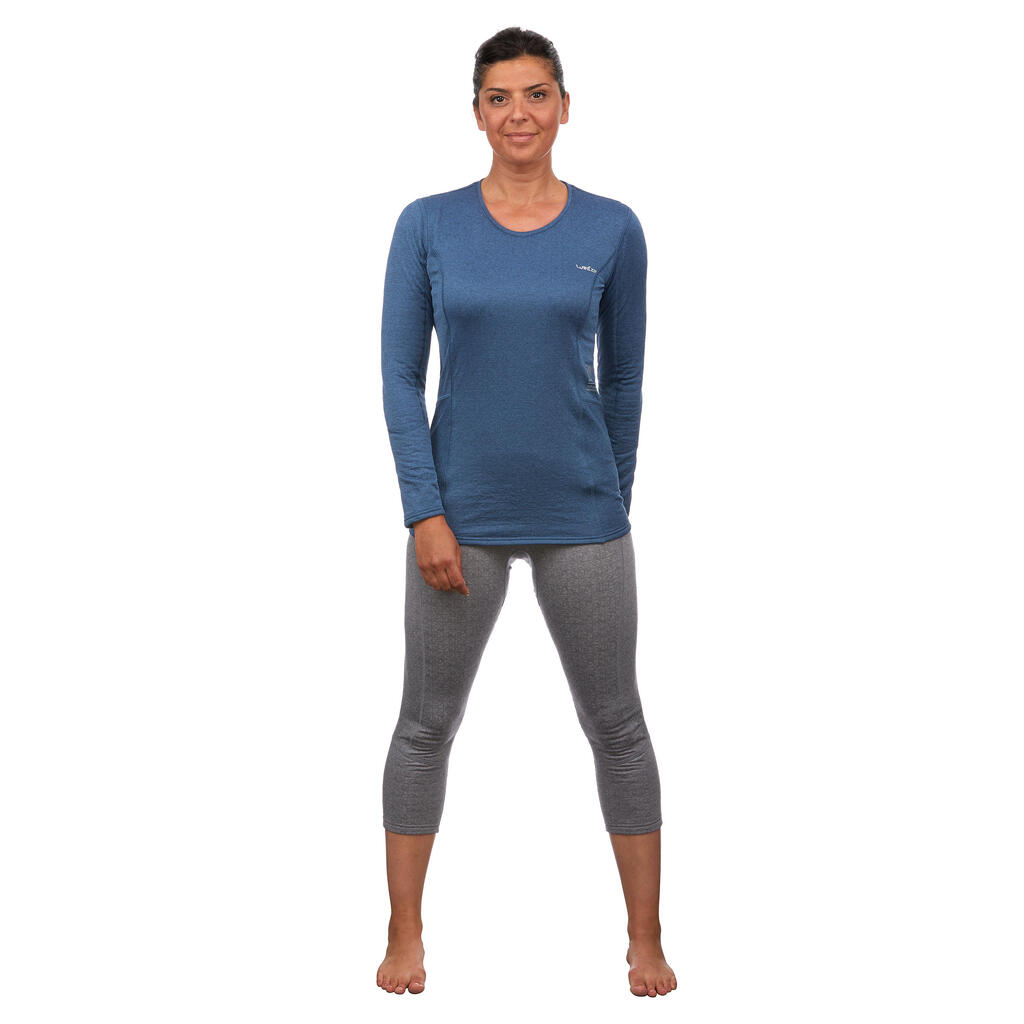 Women's base layer ski top 500 - Blue 