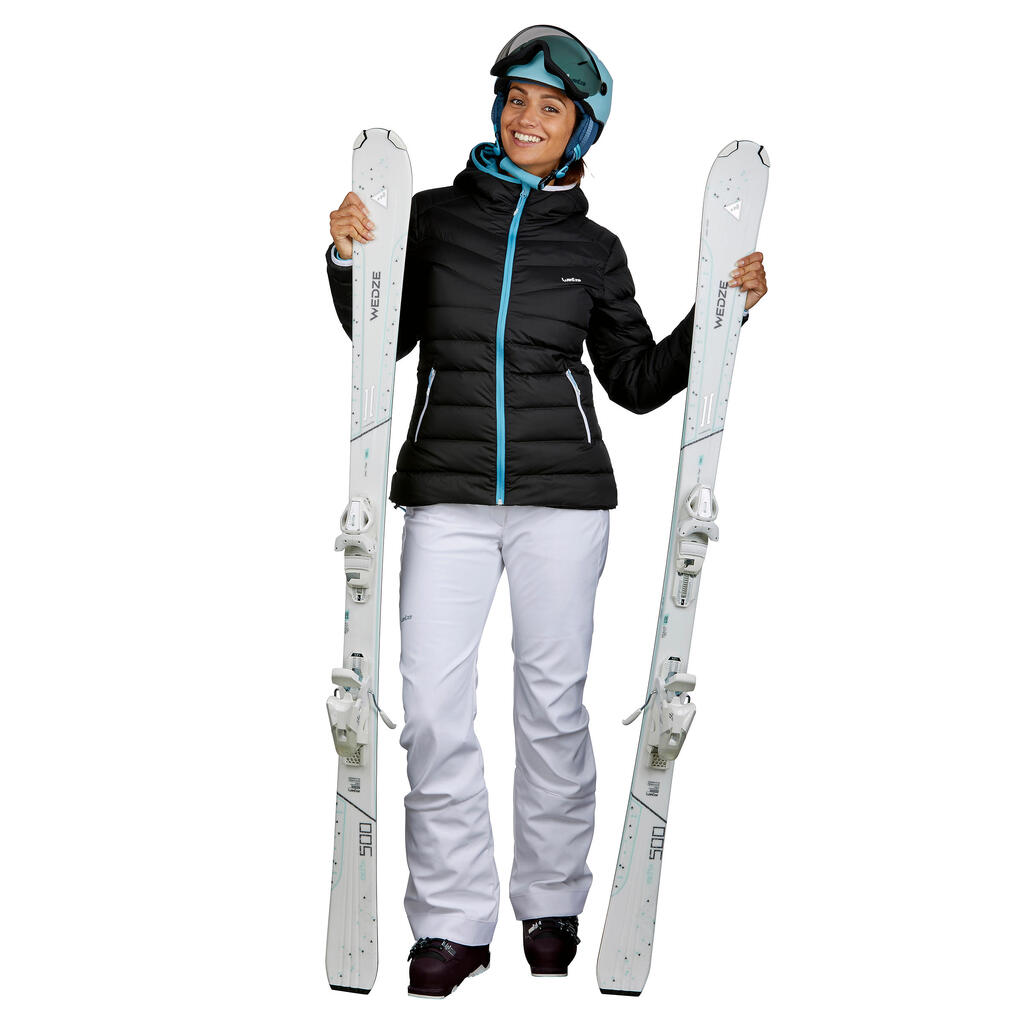 Skijacke Daunen 500 Warm Damen grau 