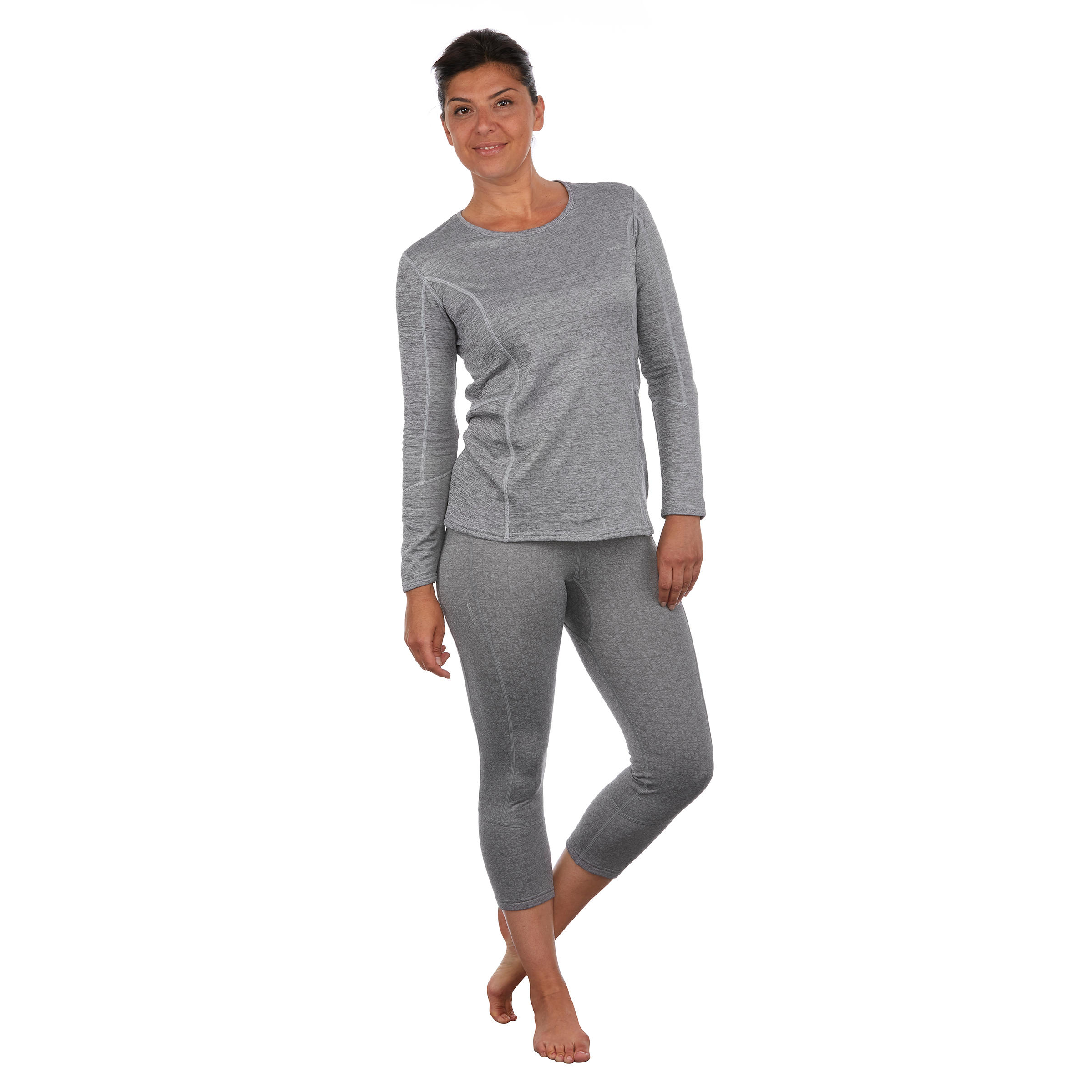 Women's base layer ski top 500 - Grey