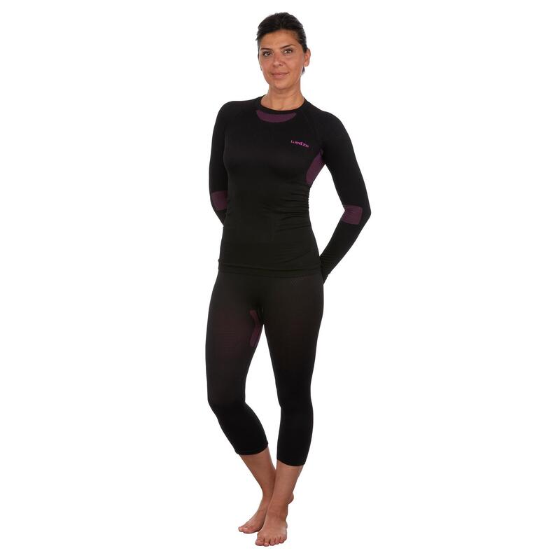 Thermoshirt voor skiën dames BL 580 i-Soft seamless zwart/paars
