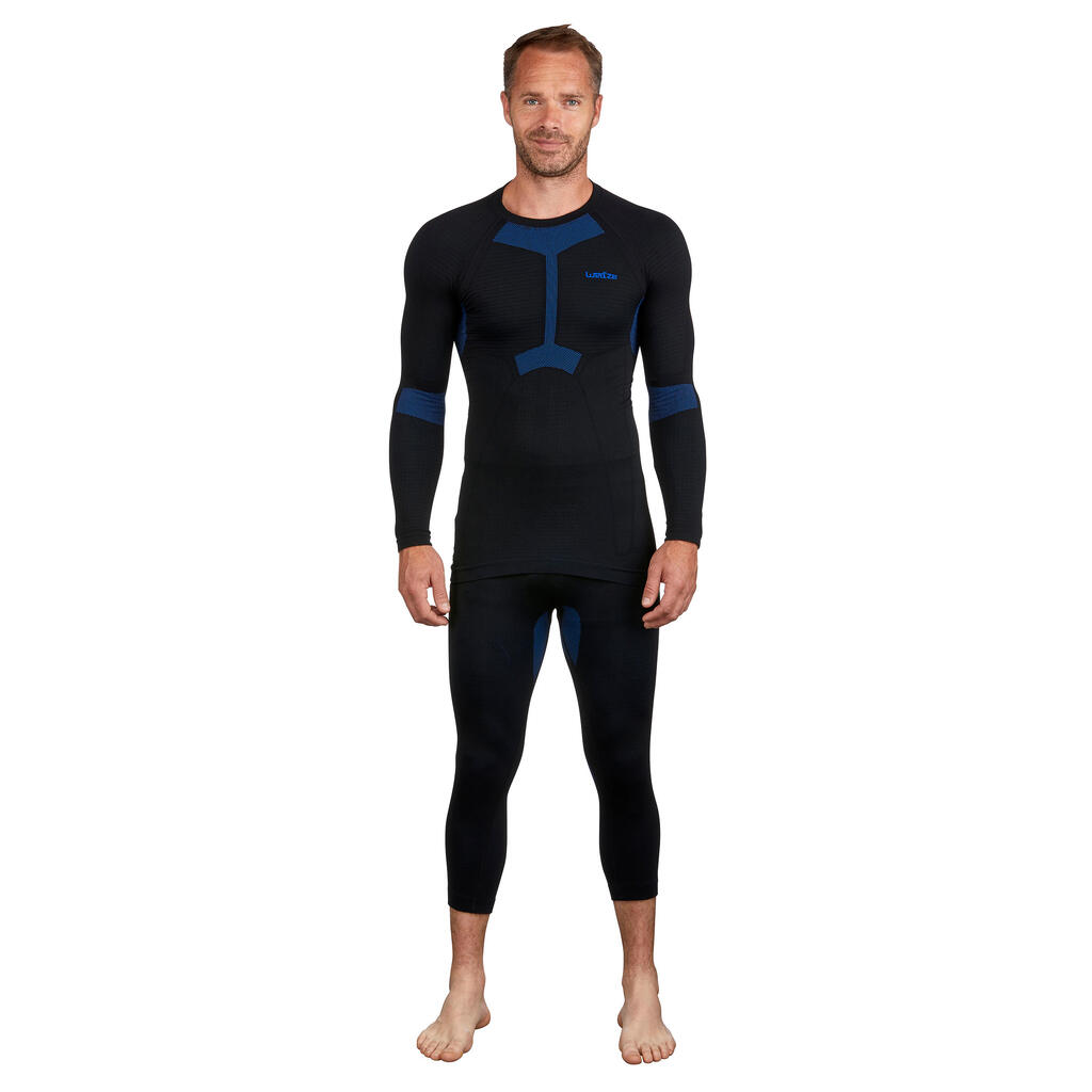 Sous-vêtement de ski thermique seamless homme, BL 500 Soft bas noir et bleu