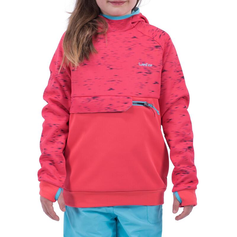 Sweatshirt de snowboard et de ski SNB HDY fille rose fraise