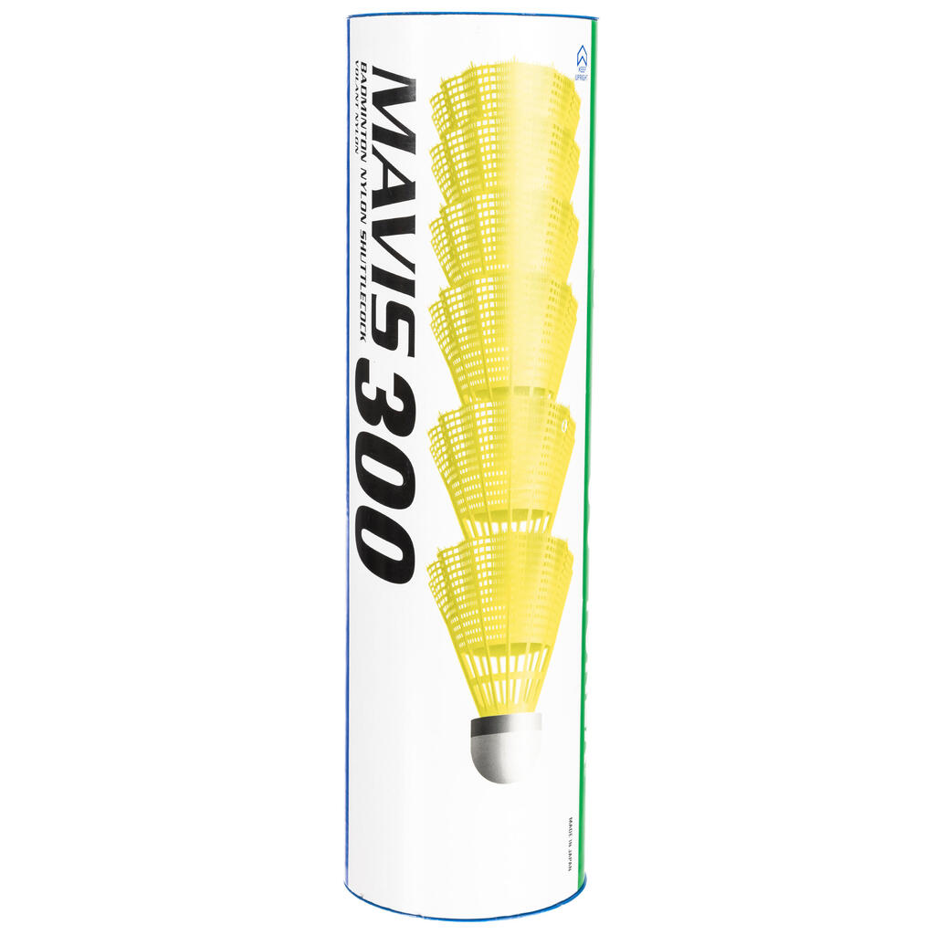 Badminton Plastic Shuttlecocks Mavis 300 6-Pack - Yellow