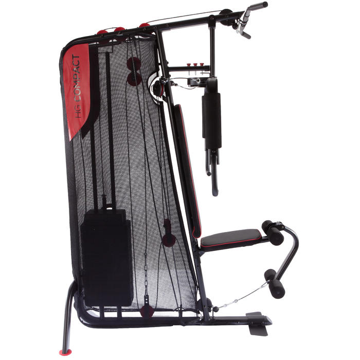 Multiestación Home Gym Compact Musculación Domyos negra y roja 60 kg