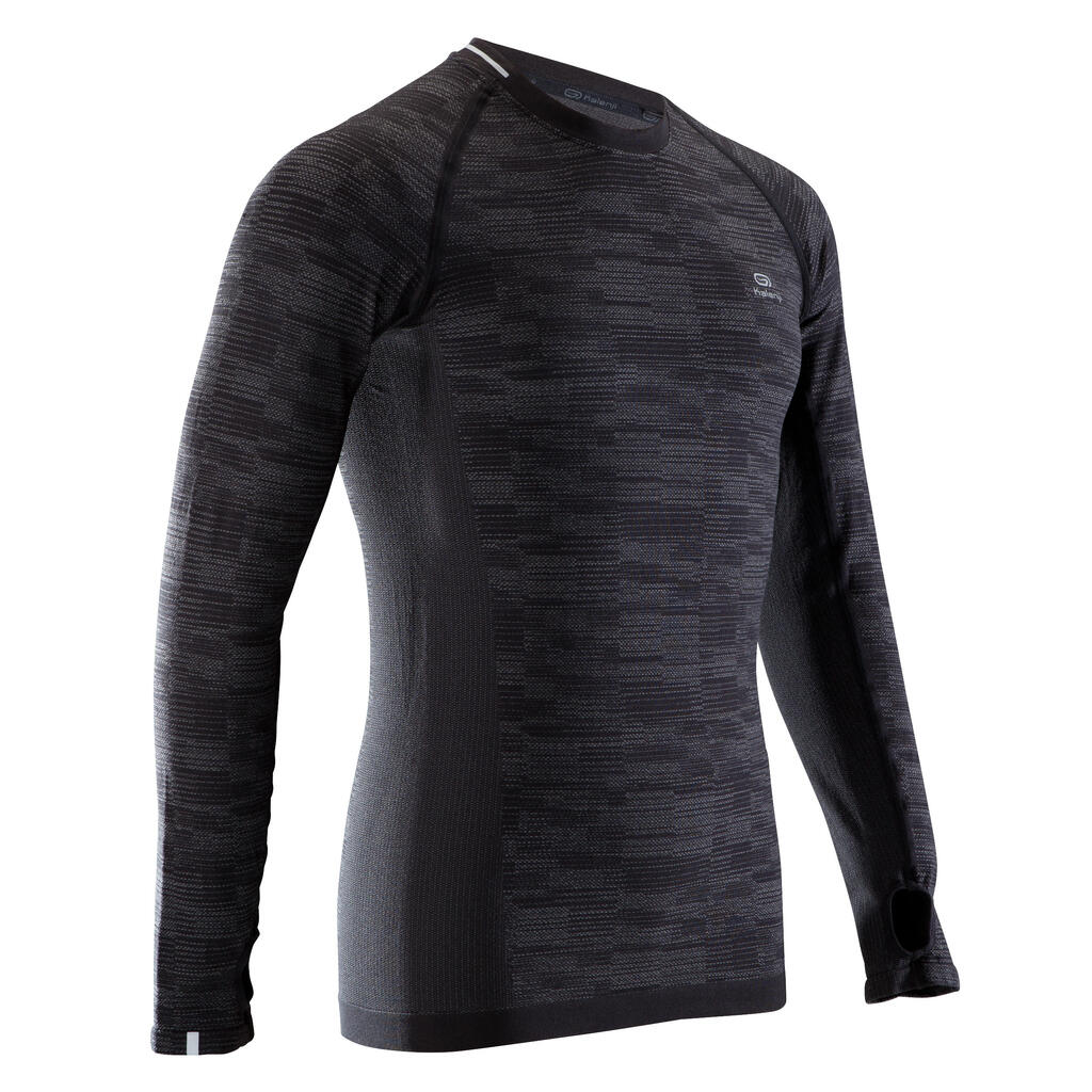 Μακρυμάνικη ανδρική μπλούζα kalenji kiprun για τρέξιμο - μαύρο