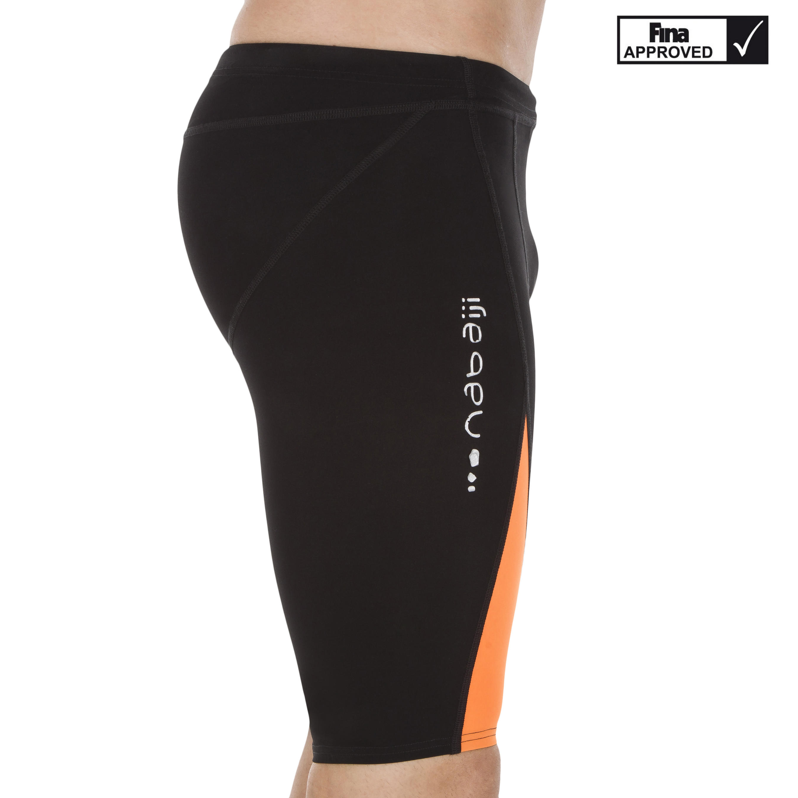 FINA 900 FAST MEN'S COMPETITION JAMMER SHORTS - BLACK ORANGE 3/5