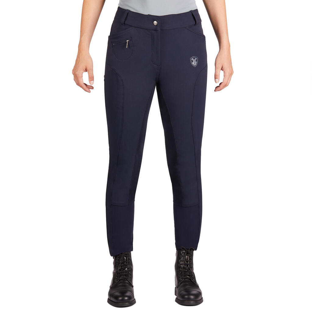 580 Full Seat Women's Horse Riding Jodhpurs - Navy