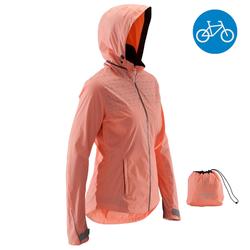 VESTE PLUIE VÉLO VILLE 500 FEMME CORAIL