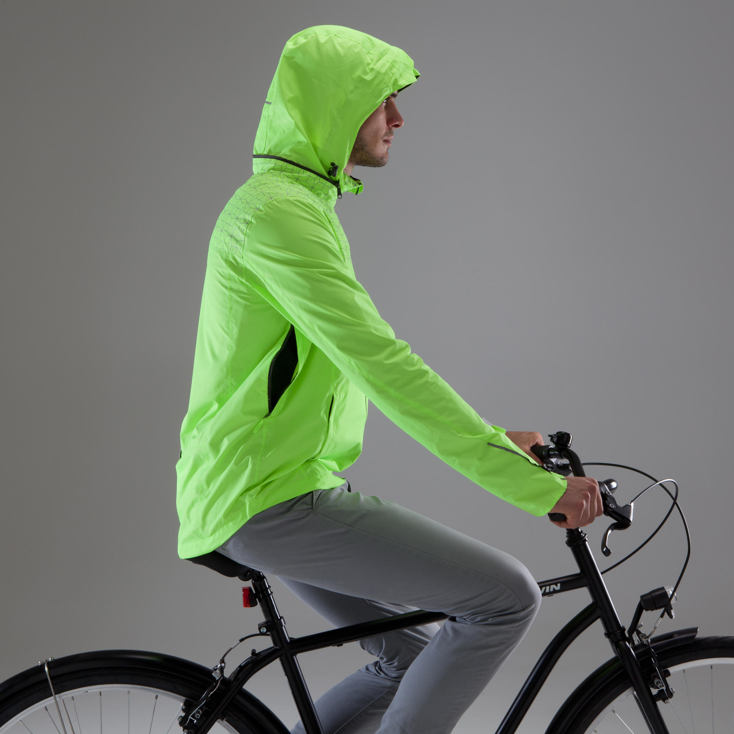 500 Cycling Rain Jacket - Neon Yellow 3/6