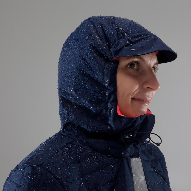 Warme regenjas voor op de fiets 900 dames marineblauw