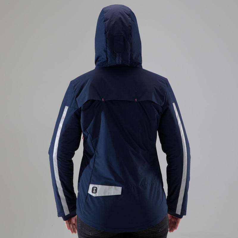 Women's Cycling Warm Rain Jacket 900 Navy Blue Decathlon