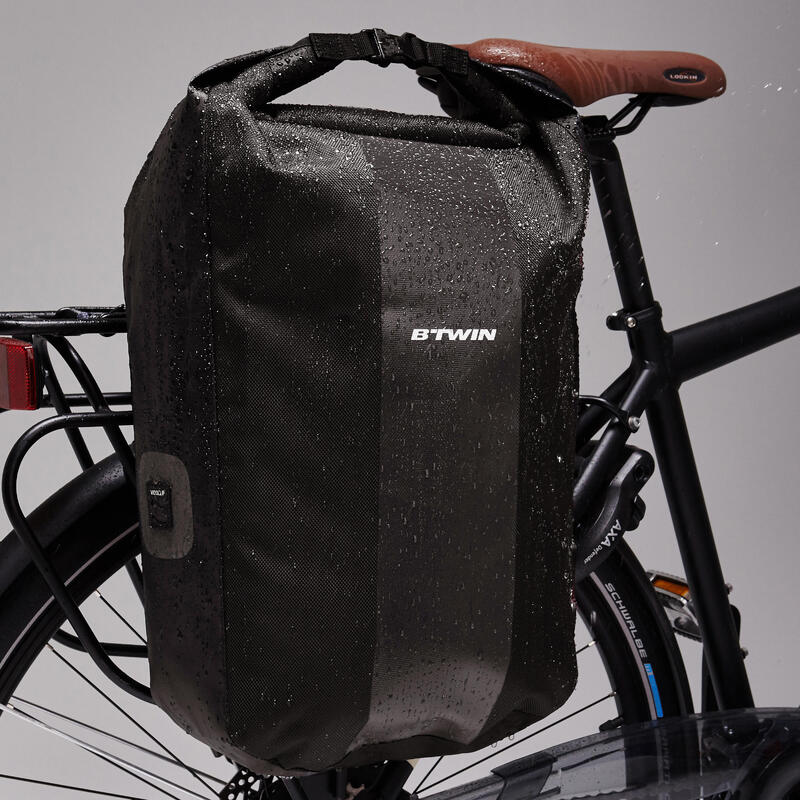 Waterproof Pannier Rack Bike Bag 500 20L - Black