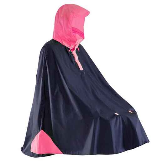 
      500 Cycling Rain Poncho - Navy Blue/Pink
  