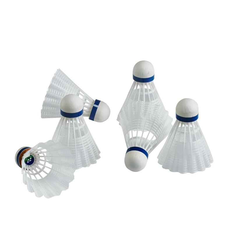 Badmintonshuttles in plastic Mavis 300 x 6 stuks wit