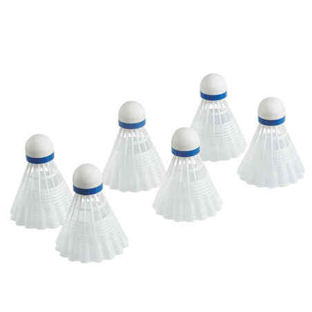 Plastikiniai plunksniukai badmintonui „Mavis 300“, 6 vienetų pakuotė, balti