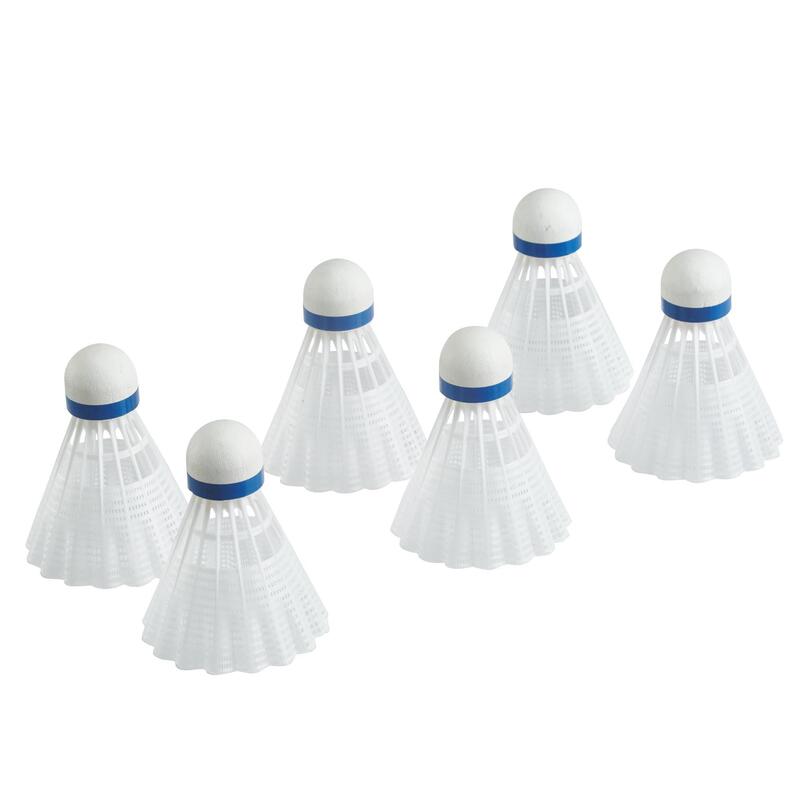 Badmintonshuttles in plastic Mavis 300 x 6 stuks wit