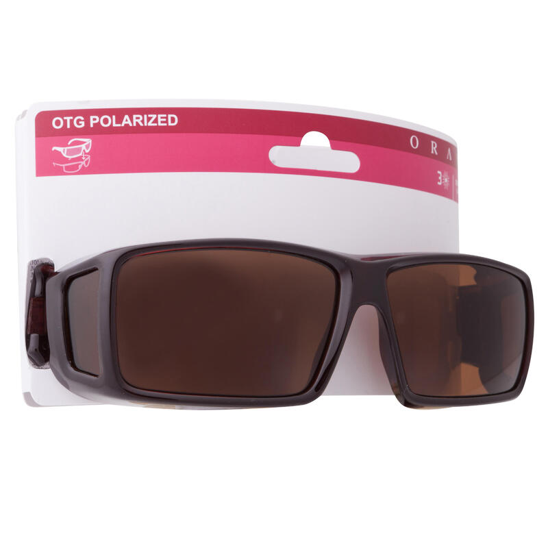 Polariserende overzetzonnebril voor volwassenen OTG Polarized bruin categorie 3