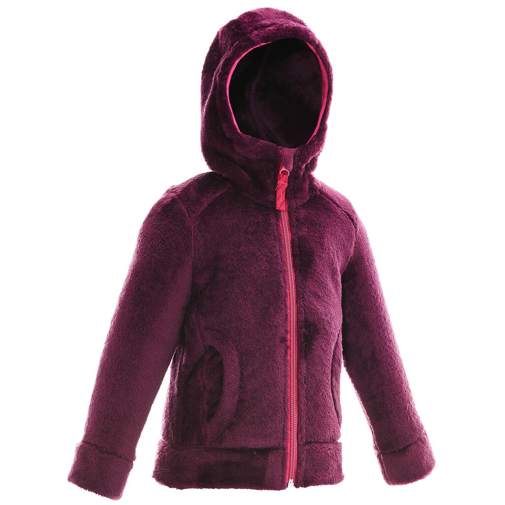 Girls' hiking warm hoodie fleece jacket - purple