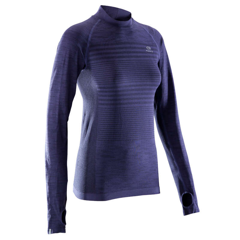 WOMAN ROAD RUNNING COLD WEATHER CLOTHES Clothing - KIPRUN CARE W LS TS VIOLET KALENJI - By Sport