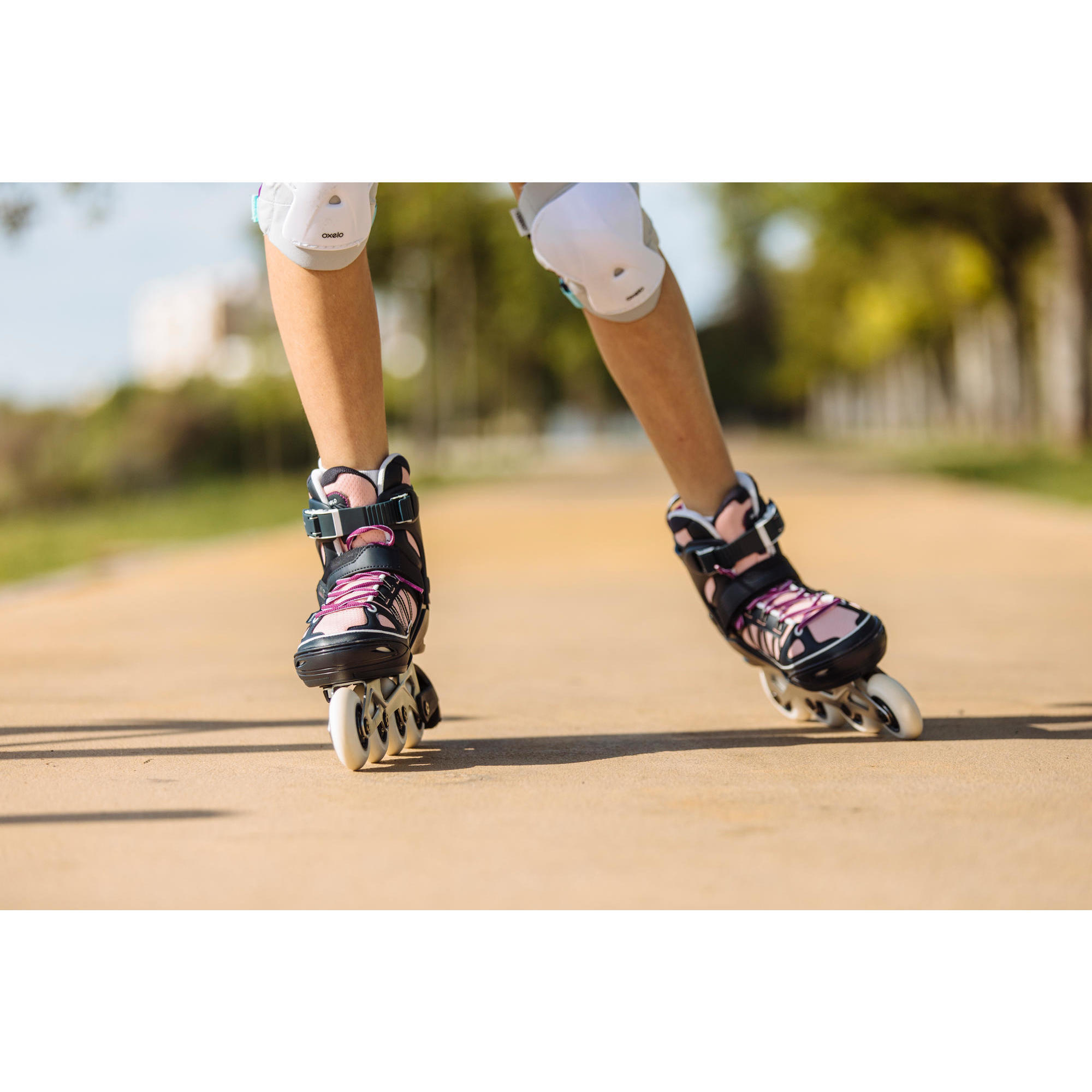 РОЛИКИ ДЕТСКИЕ FIT 5 РАЗДВИЖНЫЕ СИНЕ-РОЗОВЫЕ OXELO