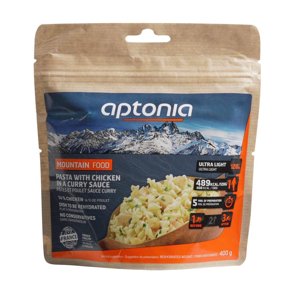 Chicken pasta with curry sauce dehydrated mountain food hiking meal - 120 g