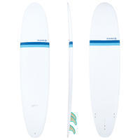Tabla Surf Epoxi Longboard Olaian 500 8.2' Adulto Blanco Azul Quillas