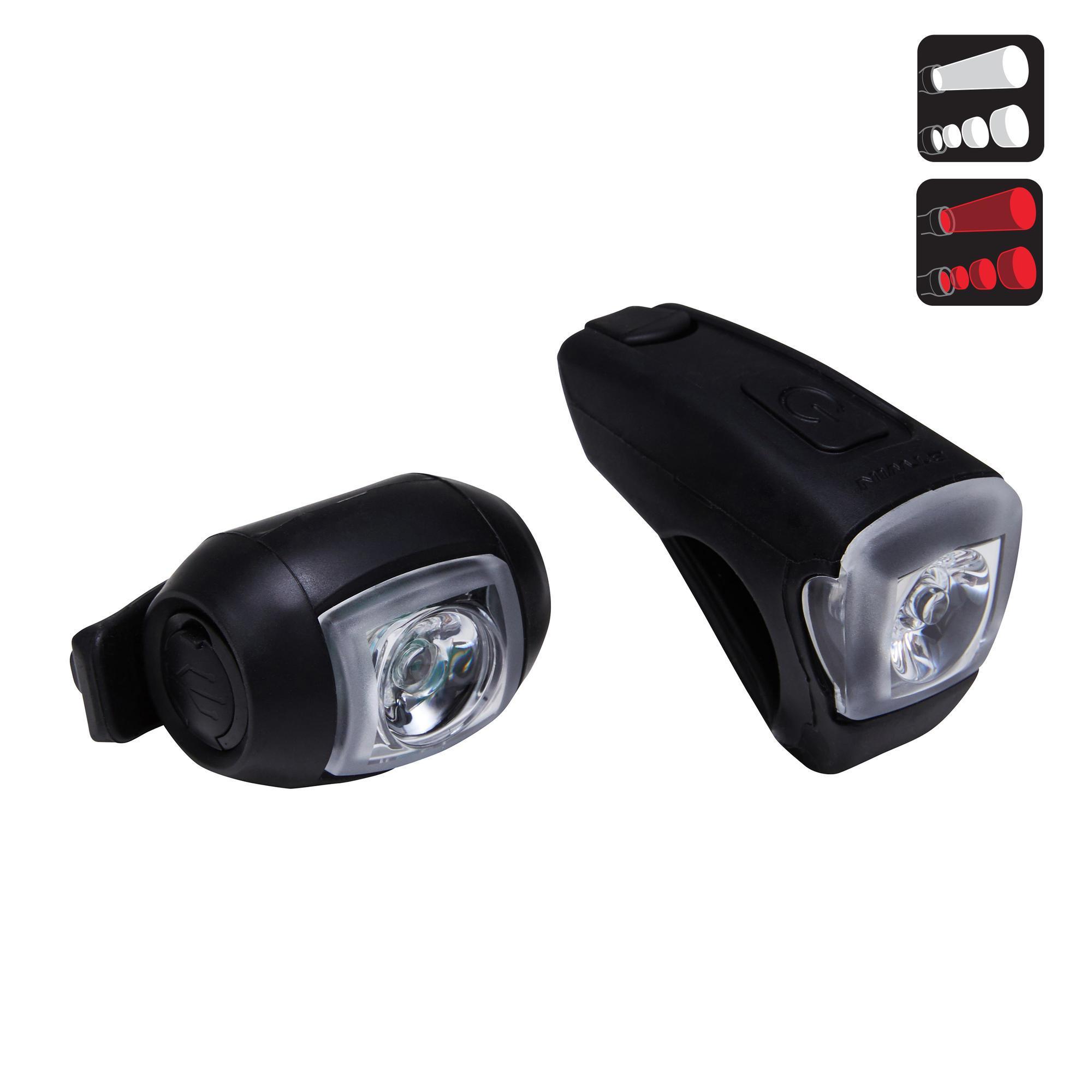 KIT ECLAIRAGE VELO LED ST 520 AVANT ET ARRIERE NOIR USB