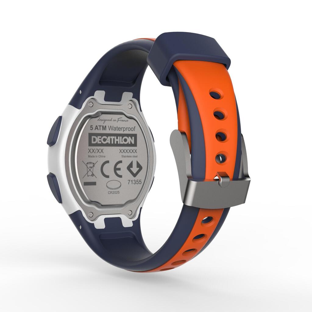Montre chronomètre de course à pied W200 S bleu et orange