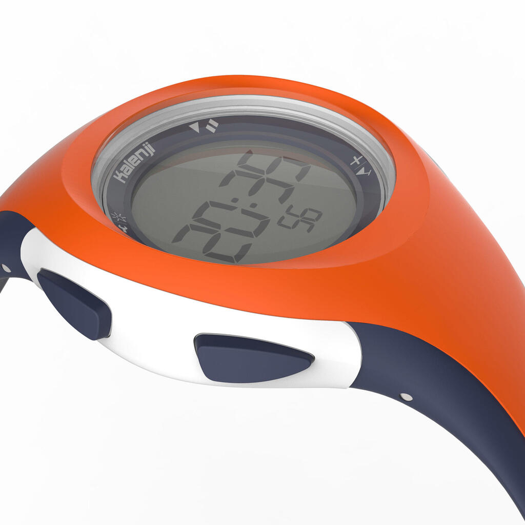 Montre chronomètre de course à pied W200 S bleu et orange