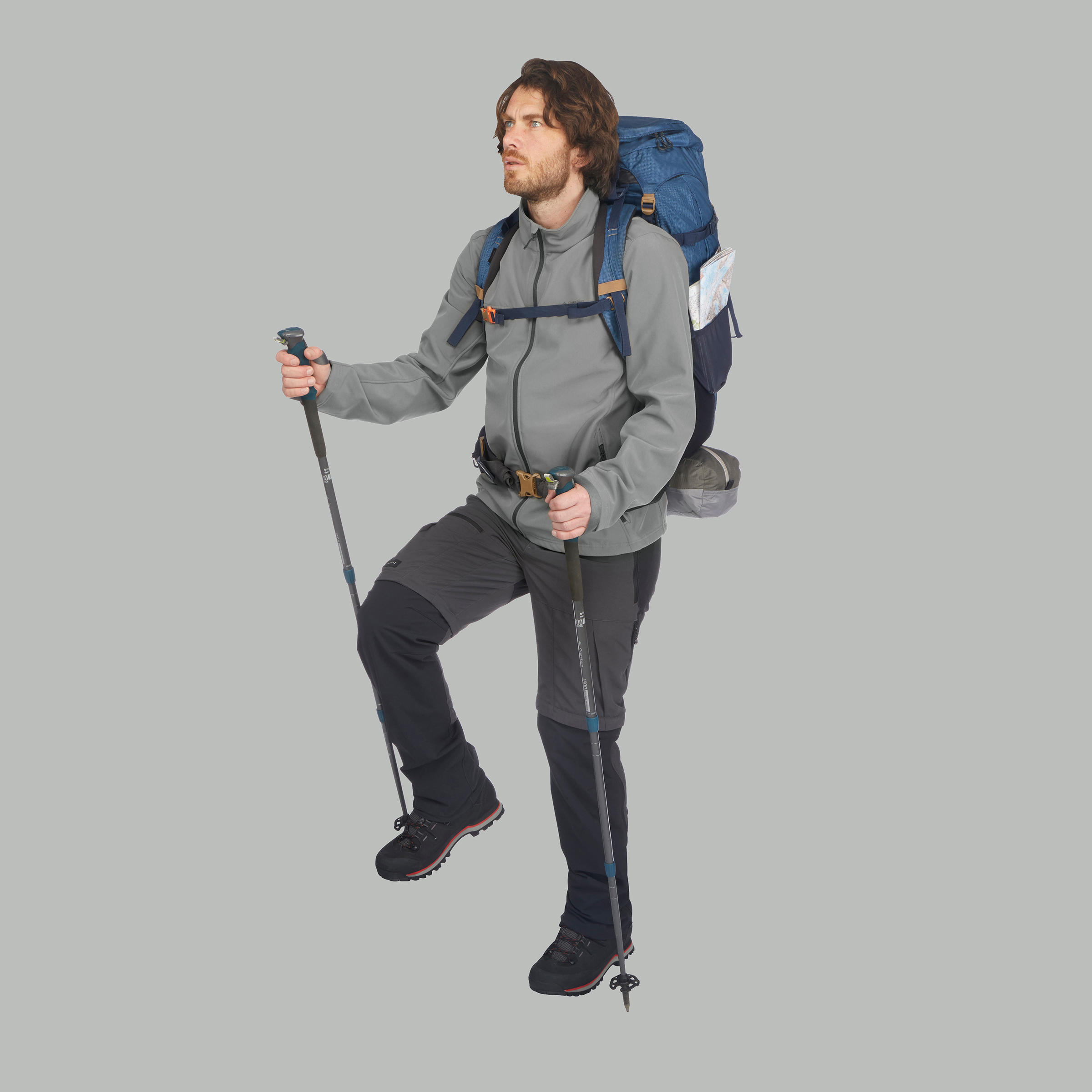 FORCLAZ Pánska turistická softshellová bunda Trek 100 Windwarm hrejivá a vetruvzdorná L · záber 6