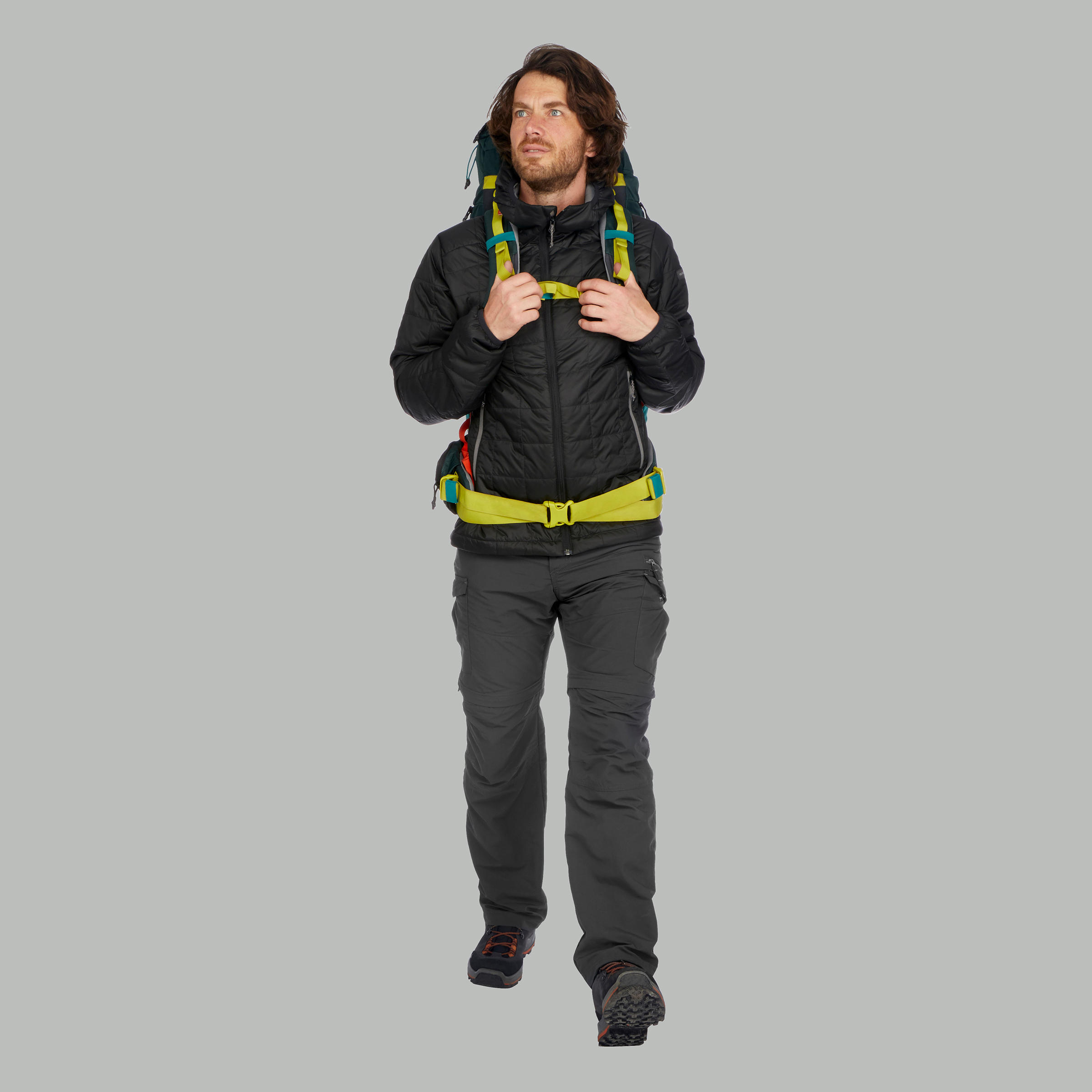

Men's Mountain trekking padded jacket TREK 100 with Hood - Black