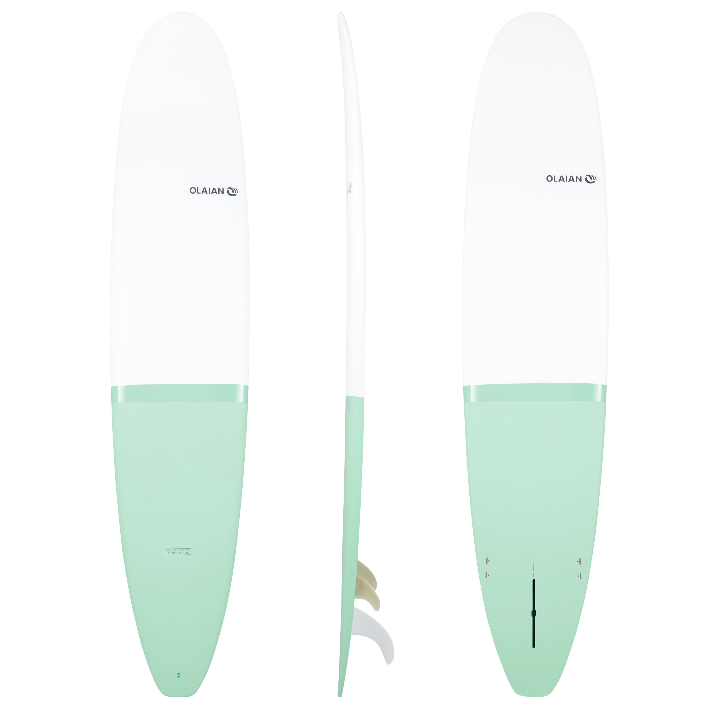 OLAIAN LONGBOARD SURFBOARD 900 classic 9' with 2 +1 fins.