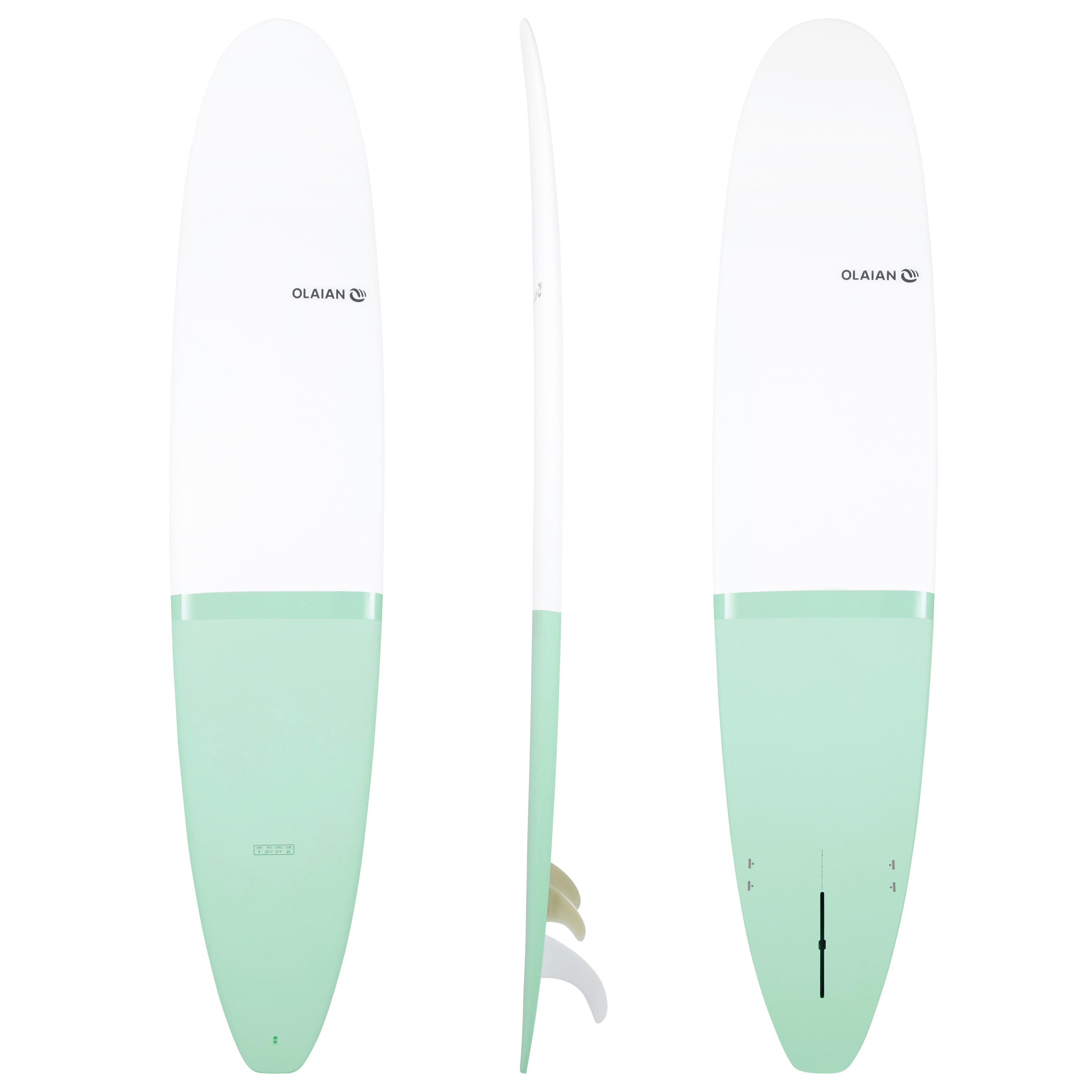 9' longboard surfboard with FCS fins 
