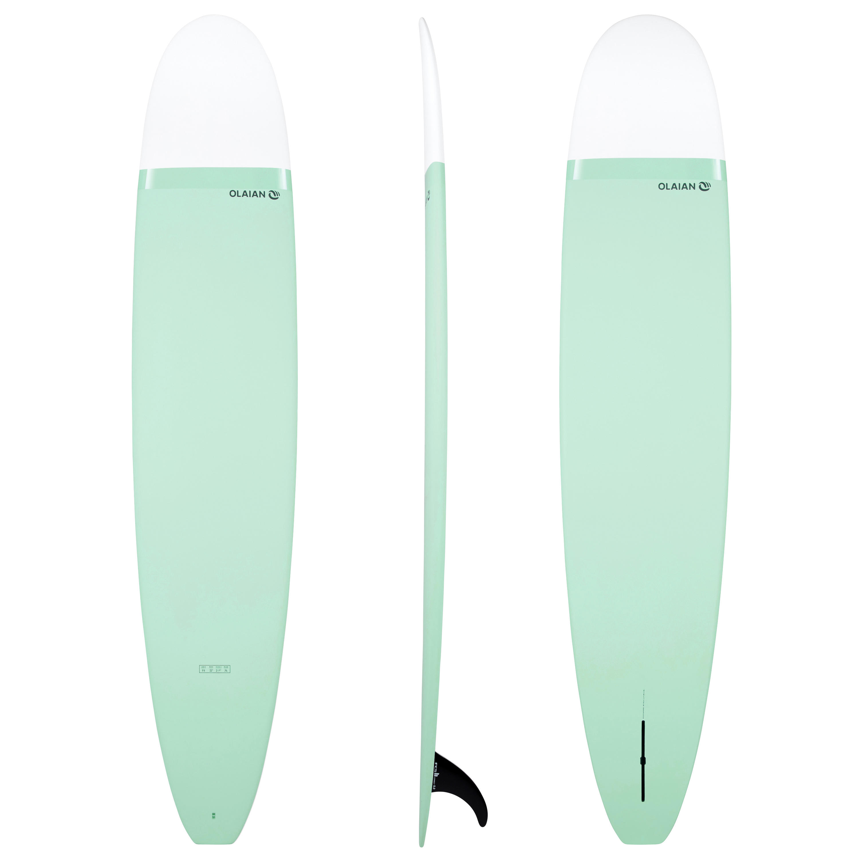 OLAIAN Surfboard Longboard 900 Nose Rider 9'4" inkl. 1 Finne
