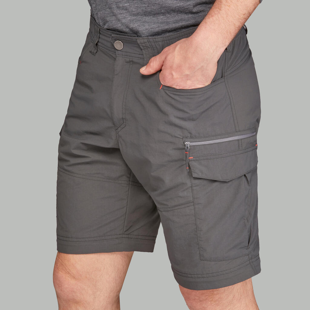 Pantalon modulable de trek montagne - TREK100 gris foncé homme