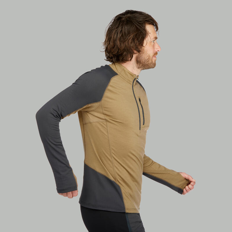 Camiseta de montaña y trekking lana merina Hombre Forclaz MT500 marrón