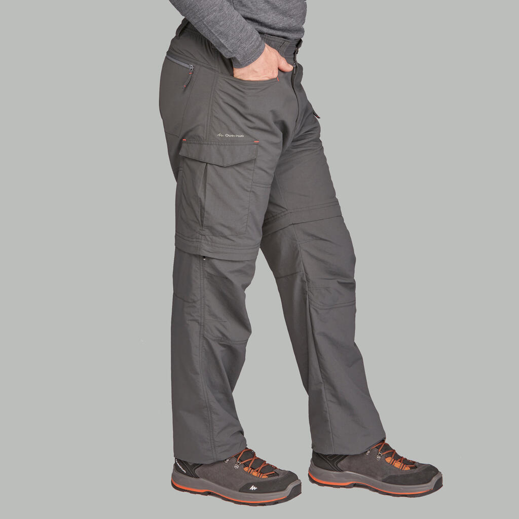 MODULARNE PANTALONE TREK100 ZA PLANINARENJE MUŠKE - TAMNO SIVE