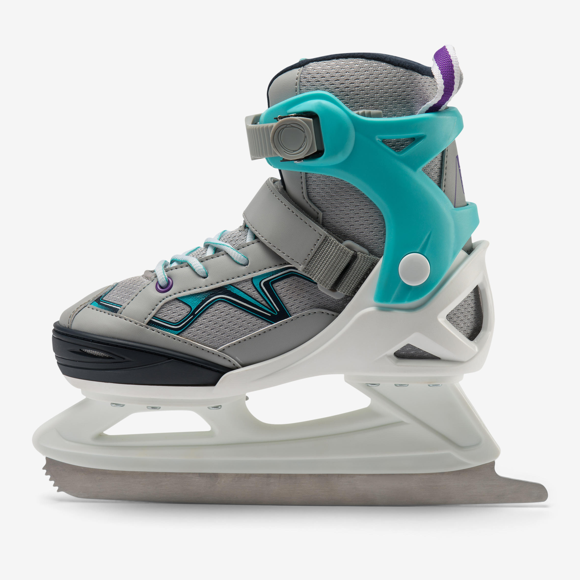 Kids' Ice Skates - FIT 100 Grey/Turquoise - OXELO