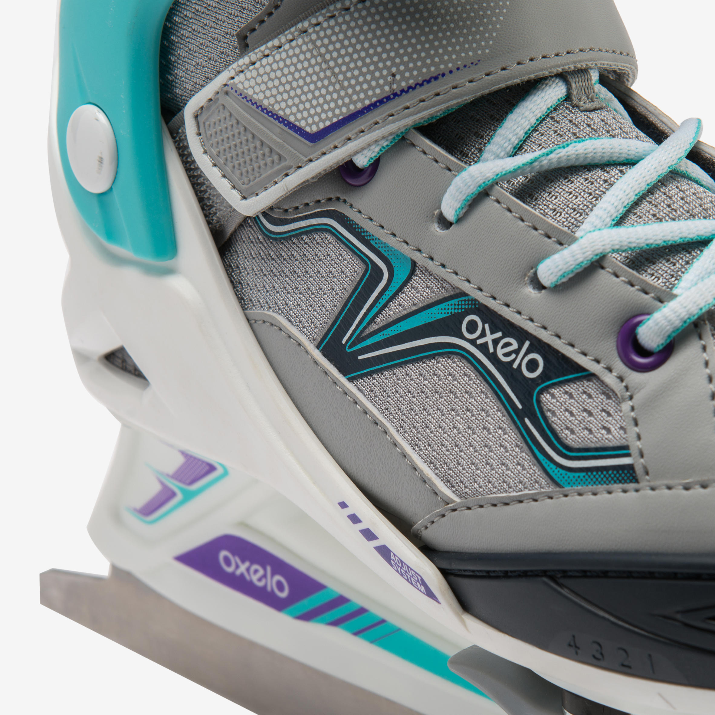 Kids' Ice Skates - FIT 100 Grey/Turquoise - OXELO