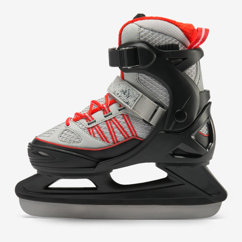 Kids' Ice Skates Fit 500 Grey/Red Decathlon