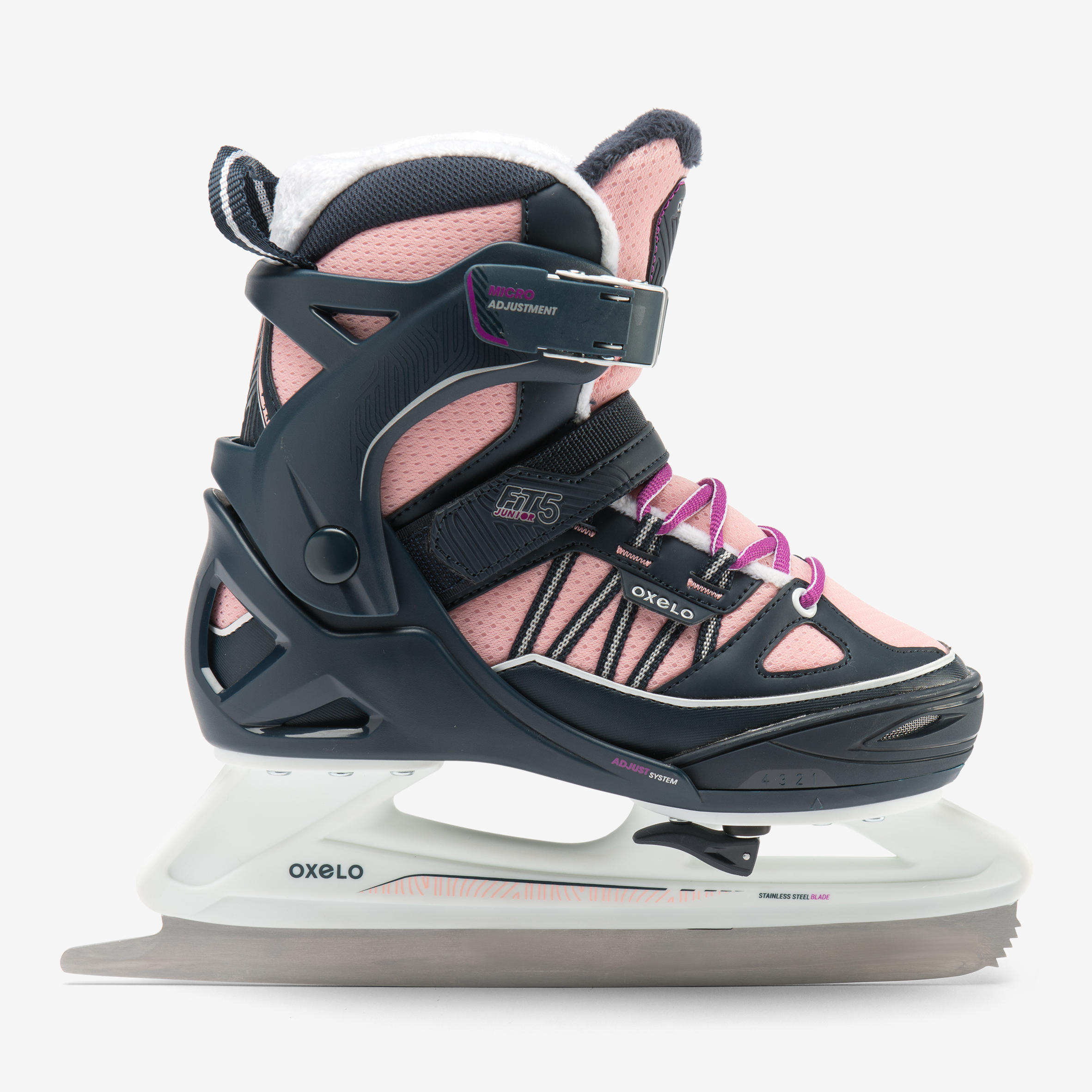 Kids' Ice Skates - FIT 500 Blue/Pink - OXELO