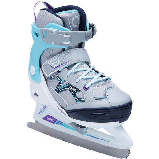 
      Kids' Ice Skates Fit 100 - Grey/Turquoise
  