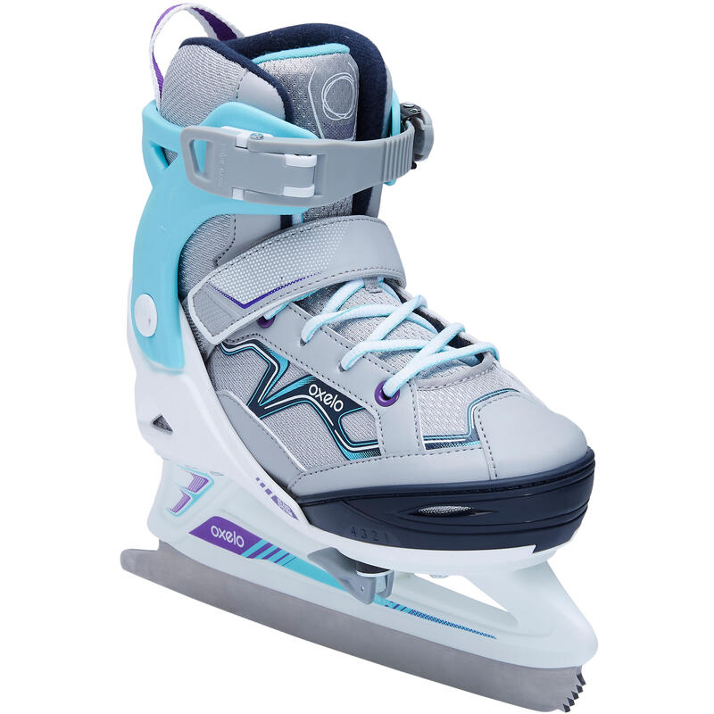 PATIN A GLACE FIT100 JR GRIS/TURQUOISE FILLE